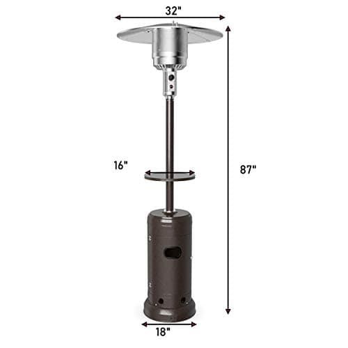 Tangkula 48,000 BTU Propane Patio Heater with Wheels, Outdoor Heaters for Patio with Shelf Tabletop, Stainless Steel Burner, Auto Shut Off & Tip-Over Protection, Portable Patio Heaters for Outdoor Use