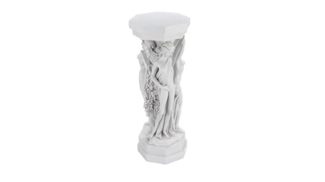 Design Toscano Column of Maenads Women Indoor/Outdoor Sculptural Display Pedestal Plant Stand, 28 inches tall, Cast Stone Resin, Antique Stone Finish
