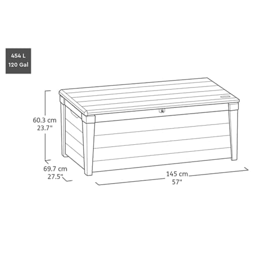 Keter Outdoor Storage Deck Box, Waterproof Patio & Pool Bin, Large, 120 Gallon, Brown