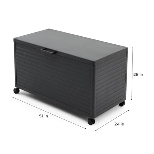134 Gallon Large Outdoor Deck Box with Wheels, Storage Box with Lid for Patio Furniture, Garden Tools, Outdoor Cushion, Charcoal