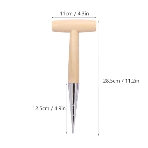 3 PCS 11 Inch Hand Dibber with Wooden Handle - Hand Held Bulb Planter, Essential Dibber Gardening Tool for Planting and Bulb Transplanting