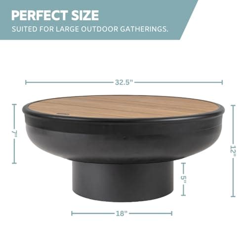 32 Inch Cast Iron, Round Fire Pit Table with Fire Pit Grill, Extra Thick, Heavy Duty Fire Bowl, Deep Outdoor Firepit, Wood Burning Firepits for Outside Patio, Backyard Fire Pits, Large BBQ Pit