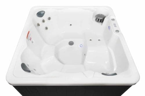 Hudson Bay HB19 6-Person Hot Tub with 19 Therapy Jets and Digital Controls – White Acrylic Interior and Mocha Exterior Cabinet - Ideal for Backyard Relaxation and Hydrotherapy