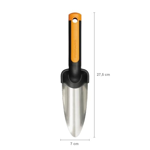 Fiskars Premium Planters Transplanter, Length 27 cm, Stainless Steel Trowel, Black/Orange, 1000727