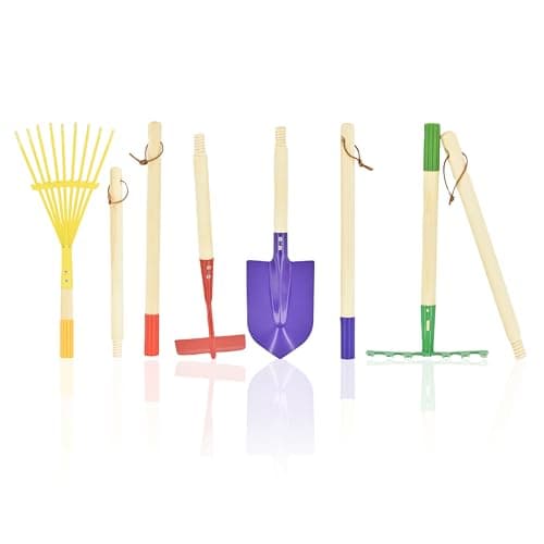 G & F Products JustForKids Kids Garden Tool Set,detatchble, Portable 4-Piece Multicolored Set for Gardening, 2-Pack with Travel Bag, Ages 5+