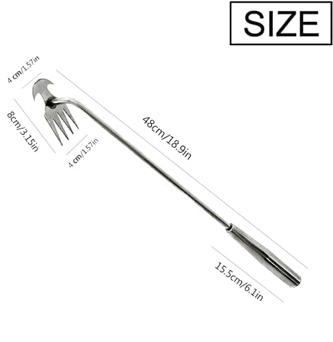 2023 New Weeding Artifact Uprooting Weeding Tool, Premium Manganese Steel Forged Weed Puller 4 Teeth Dual Purpose Weeder, Hand Weeder Tool for Gardening with Long Handle (19.6 inch stainless steel)