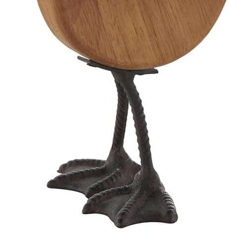 Deco 79 Wood Duck Decorative Garden Sculpture Abstract Minimalistic Garden Statues with Black Metal Feet, Set of 2 Outdoor Sculptures 13", 12"H, Brown