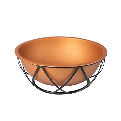 Fire Sense 62241 Fire Pit Barzelonia Copper-Look Wood Burning Lightweight Portable Outdoor Firepit Backyard Fireplace Camping Bonfire Included Screen Lift Tool & Cooking Grate - Round - 26"