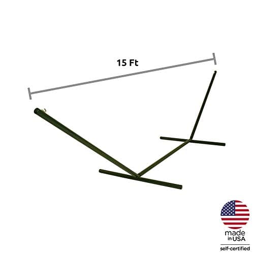 Hatteras Hammocks 15 ft. Tri-Beam Steel Hammock Stand with Right Connection Design and Cape Shield Powder Coating, 600 LB Weight Capacity, Handcrafted in The USA - Green