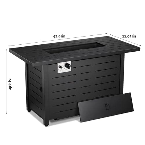 ZAFRO 43Inch 2-in-1 Fire Pit Table & Firepit - Adjustable Flame Height, 50,000 BTU Smokeless & Windproof Design, CSA Certified Durable Metal Frame, Eco-Friendly Propane Heater for Garden/Patio