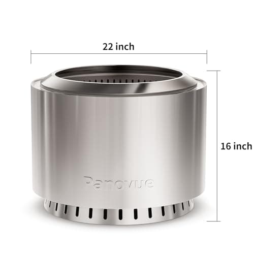 22 inch Smokeless Fire Pit with Waterproof Cover, Stainless Steel Outdoor Smokeless Firepit, Wood Burning Fire Pits for Camping, Bonfire,Low Smoke Firepit for Outside