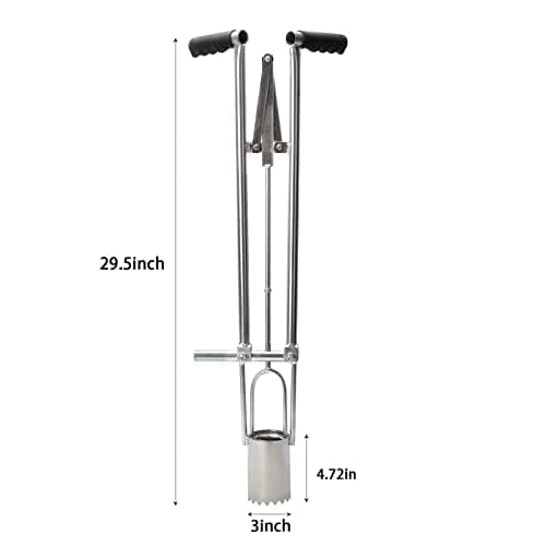 AIWFL Seedling Transplanter Long Handled Bulb Planter, Stainless Steel Manual Plant Transplanter Weeder Sod Plugger Flower Planting Garden Tool