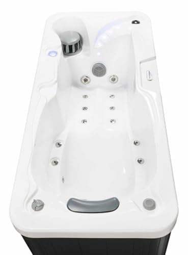 Hudson Bay HBSL 1-Person Hot Tub with 19 Therapy Jets and Digital Controls – White Acrylic Interior and Mocha Exterior Cabinet - Ideal for Indoor/Outdoor - Small and Portable Spa
