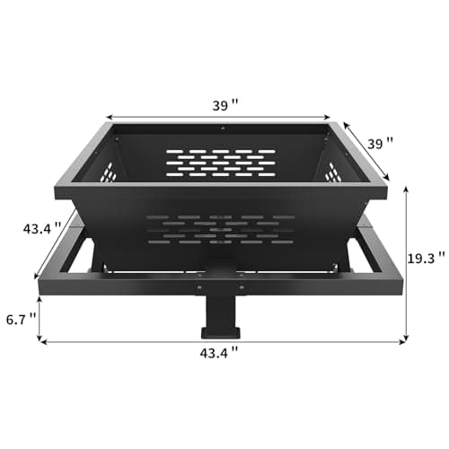 43" Large fire Pit, Square Outdoor Fire Pit with Pocker, Hight Quality Wood Burning Fire Pit for Camping, Backyard, Patio