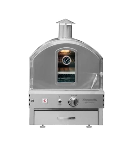 AMS Fireplace Summerset Pizza Oven - Large Capacity Propane Gas Outdoor Oven with Pizza Stone and Smoker Box, 304 Stainless Steel Construction for Built-in or Countertop Use. FREE Tabletop Fire Pit