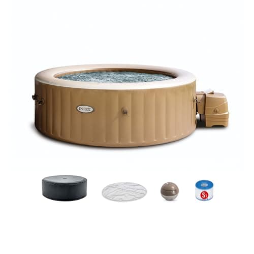 INTEX PureSpa 6 Person Bubble Massage Inflatable Hot Tub Spa Bundled with Battery Powered Multicolor LED Light, and Adjustable Headrest (2 Pack)
