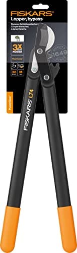 Fiskars PowerGear Lopper Bypass, Hook Head (M) L74, Hook Head, Non-stick coating, Cutting Diameter : 3.8 cm, Hardened steel, Length: 55 cm, Black/Orange, 1000582