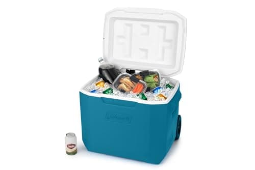 Coleman 60qt Wheeled Cooler, Insulated Portable Chiller with Ice Retention, Made in USA