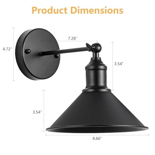 Vintage Black Wireless Battery Operated Wall Sconces, Cordless LED Wall Lights Set of 2 with Remote Control, for Bedroom, Farmhouse, Gallery - Easy Setup, Adjustable Brightness, Long-Lasting Battery