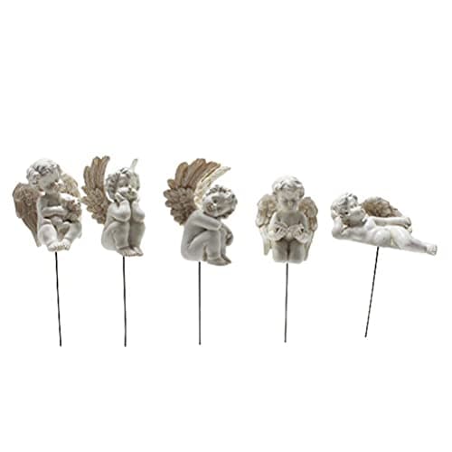 5 Pcs Little Angel Statues Miniatures Garden Stakes Resin Flower Pot Decoration Miniature Garden Planters Angel Figurines Decor