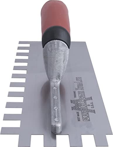 MARSHALLTOWN Standard Notched Trowel, Square Notch, 13x19x13 mm Notch Size, DuraSoft Right-Handed Handle, Flooring and Tiling, Tile Tool, Made in the USA, 781SD