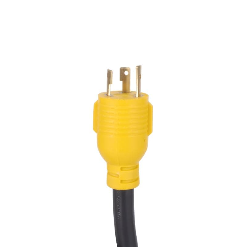Heavy Duty 30Amp to 20 Amp 120V RV Distribution Adapter. Generator Locking Plug NEMA L5-30P Male to Female Receptacle 4*5-20R/5-15R with Circuit Breaker.RV Generator Adapter Cord 1.5FT，Yellow