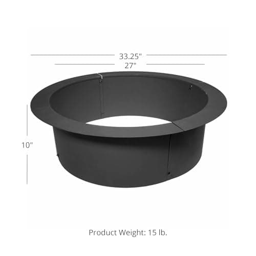 Titan Great Outdoors 33" Diameter Steel Fire Pit Liner Ring Heavy Duty DIY In-Ground Outdoor Build Your Own Bonfire