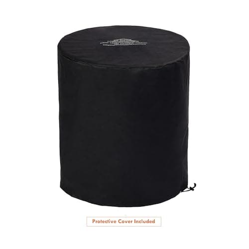 Outdoor Gas Propane Fire Pit Table, Round Porcelain Tile Top 22" Fire Bowl Column W/ 40,000 BTU Firepit Table Auto-Ignition 400D Cover Glass Rocks for Outside Patio