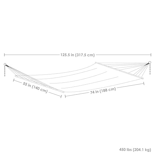 Sunnydaze Quilted Outdoor Hammock with Spreader Bars - Heavy-Duty 450-Pound Capacity Double Hammock for Outside - Catalina Beach
