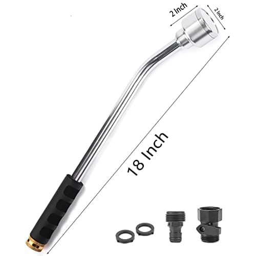 18-inch Soft Rain Watering Wand with Shut Off Valve, Lightweight and Durable Metal Gentle Watering Wand Perfect for Hanging Baskets, Planters, Garden, Shrubs and Seedbed