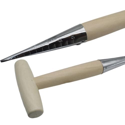 Garden Hand Dibber Seed Planter Tool Stainless Steel Sow Dibbler with Wooden Handle Garden Hole Punch Dibbler Tool for Sowing Seed (1pcs)