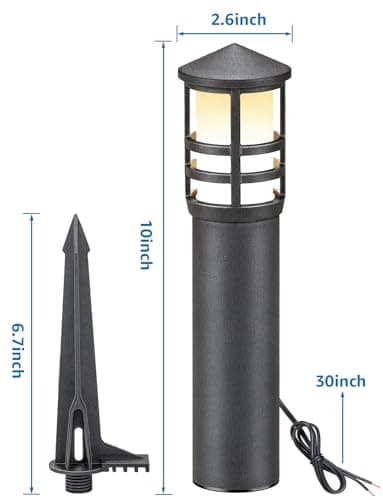 SUNVIE 12-Pack Low Voltage Landscape Pathway Lights 3W Outdoor Landscape Lighting 3000K 12-24V LED Bollard Path Lights Wired CRI 90+ Aluminum Pathway Lighting for Walkway Yard Garden, ETL Listed Cord