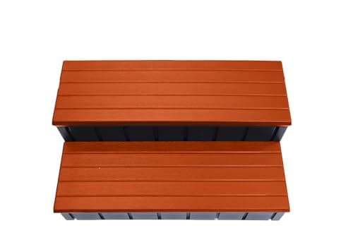 Confer Plastics Two Tier 36" Wide Storage Hot Tub Step: Durable, Multi-Functional, Non-Skid Spa Steps, Easy Installation, Sturdy, Long Lasting Upgrade to Your Space. Proudly Made in USA. - Redwood