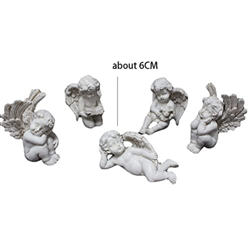 5 Pcs Little Angel Statues Miniatures Garden Stakes Resin Flower Pot Decoration Miniature Garden Planters Angel Figurines Decor