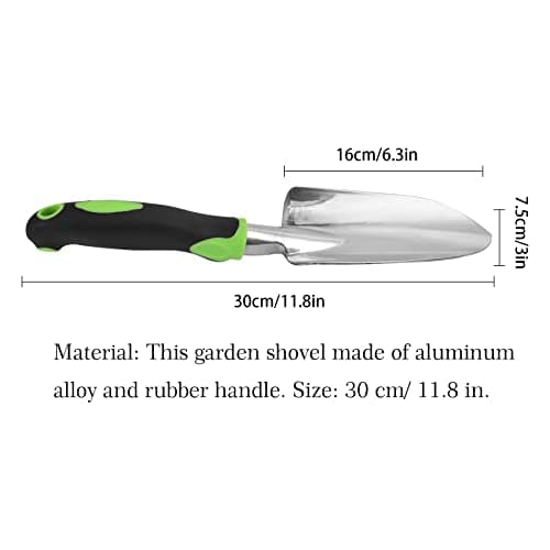 Garden Shovel Hand Trowel Mini Shovel Garden Tools Cast-Aluminum Heavy Duty Gardening Tool Soft Rubberized Non-Slip Handle Potting Tools for Planting, Transplanting, Weeding, Digging Soil (Green)