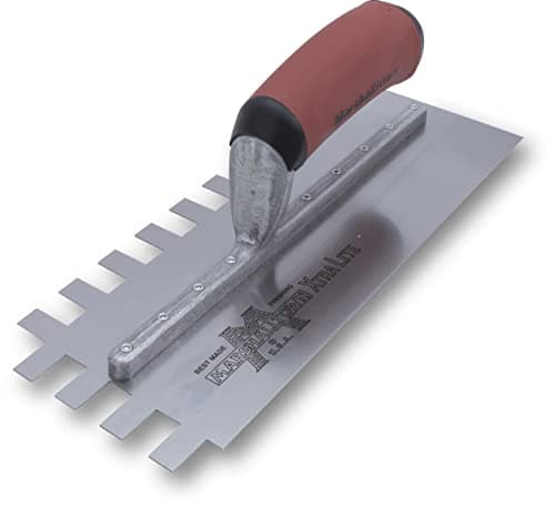 MARSHALLTOWN Standard Notched Trowel, Square Notch, 13x19x13 mm Notch Size, DuraSoft Right-Handed Handle, Flooring and Tiling, Tile Tool, Made in the USA, 781SD