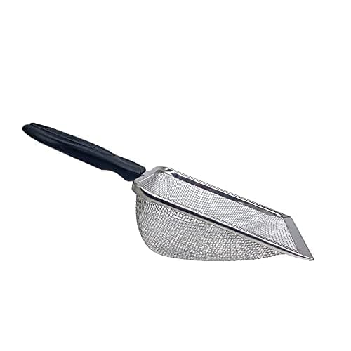 Falltail Stainless Steel Reptile Sand Substrate Scoop Shovel Sifter Fine Mesh Metal Reptile Litter Cleaner Scooper for Sand Bedding