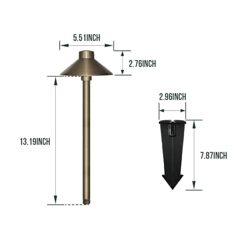GKOLED Solid Brass Pathway Lights, Low Voltage LED Landscape Path Light, Outdoor Waterproof Accent Lighting, 12V AC/DC, 2700K Warm White, with 3W G4 LED Bulb & Large Rugged Slot Spike, 2 Pack