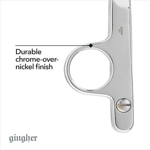 Gingher Spring-Action Knife-Edge Thread Nippers - 4.5" Stainless Steel Shears - Sharp Knife Edge Fabric Scissors with Protective Leather Sheath - Silver