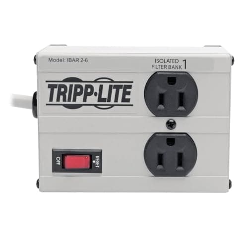 Tripp Lite IBAR2-6D Isobar 2 Outlet Surge Protector Power Strip, 6ft Cord, Right-Angle Plug, Metal, Lifetime Limited Warranty & Dollar 25,000 Insurance