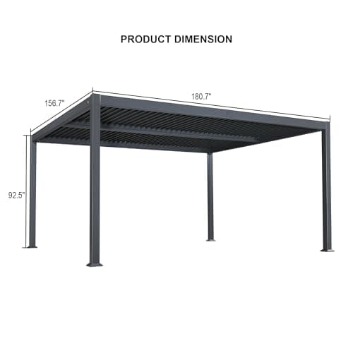 PURPLE LEAF Louvered Pergola 13' x 15' Large Patio Aluminum Pergola Modern Outdoor with Adjustable Roof for Deck Garden Yard Hardtop Gazebo