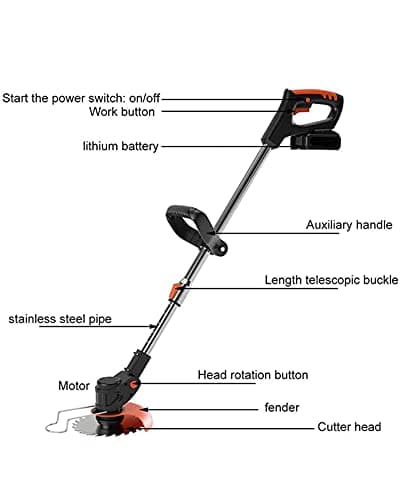 Cordless Lawn Mower with Battery and Charger,21V Lawn Trimmer Grass Edger with Two 2.0Ah Li-Ion Battery Powered & 3 Cutting Blade Types, Compact Power Tool for Lawn Yard Work, Black