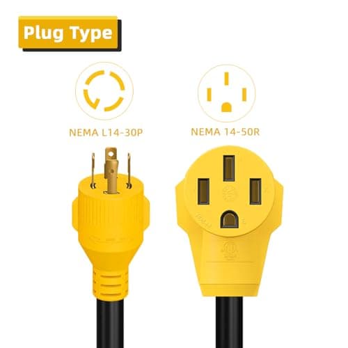 50 to 30 Amp RV Adapter,1.8FT 4 Prong 30 Amp to 50 Amp RV/EV Adapter Cord, L14-30P Locking Male Plug to 14-50R Female