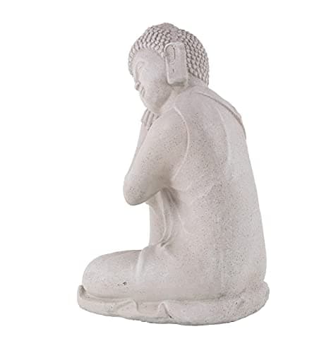 Deco 79 Magnesium Oxide Buddha Decorative Garden Sculpture Indoor Outdoor Meditating Garden Statue, Outdoor Sculpture 13" x 13" x 20", Gray
