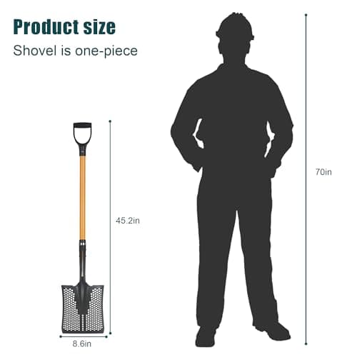 Sifting Shovel, Heavy Duty Sand Sifter Square Cleaning Scoop for Beach Chicken Coop Poop Shovel -45Inch