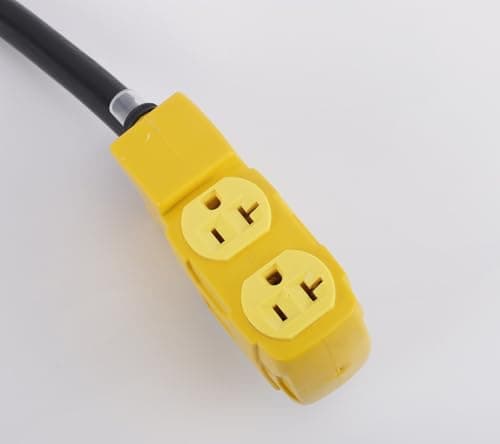 50Amp to 20 Amp 110V RV Distribution Adapter. 4 Prong NEMA 14-50P Male to 4*5-20R/5-15R Household Outlet Female with Circuit Breaker.RV Generator Adapter Cord 1.5FT.Yellow