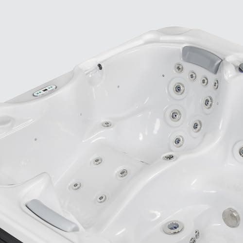 Dallas 6 - Person 82 - Jet Acrylic Hot Tub with LED Lights, Ozonator, and Cover in Ice White