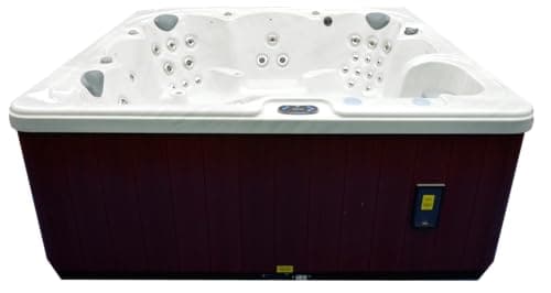 Home & Garden HG90 6-Person Hot Tub with 90 Therapy Jets and Bluetooth Audio – Sterling or White Acrylic Interior and Mocha Exterior Cabinet - Ideal for Backyard Relaxation and Hydrotherapy