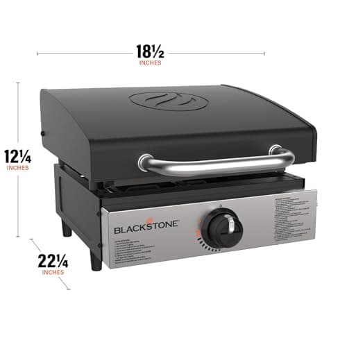 BLACKSTONE 1814 Stainless Steel Propane Gas Portable, Flat Top Griddle Frill Station for Kitchen, Camping, Outdoor, Tailgating, Tabletop, Countertop – Heavy Duty & 12, 000 BTUs, 17 Inch, Black