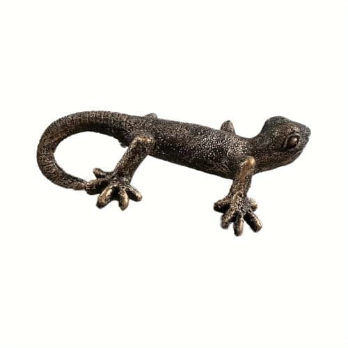 Vintage Bronze Gecko Planter Pot Hugger Flower Figurine – Resin Climbing Lizard Statue for Garden, Fairy Garden Terrarium, Outdoor Fence & Yard Decor，Versatile Home & Office Decor